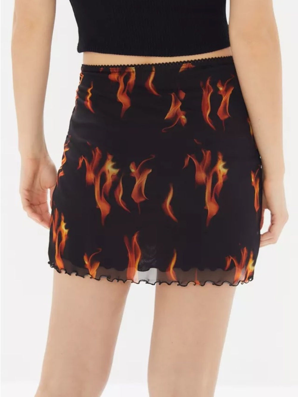 UO Flames Fire Print Mini Skirt - Size Small